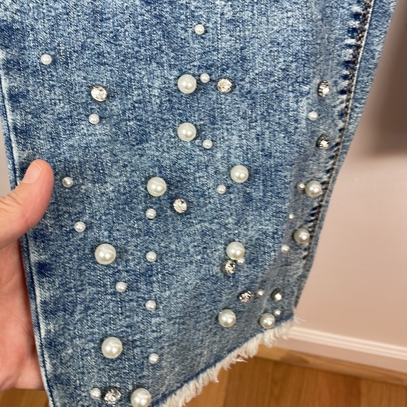 Women’s Est 1946 Denim Jeans, Pearls and Rhinestone Embellishments Size 14 - Picture 5 of 10